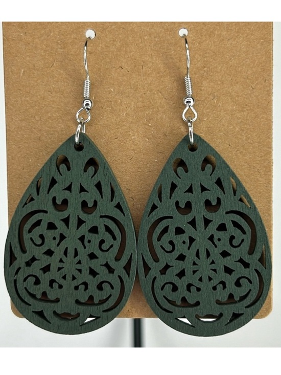 Fashion Jewelry Jewelry - Wooden Colorful Hollow Leaf Design Dangle Earrings Fashion Jewelry
